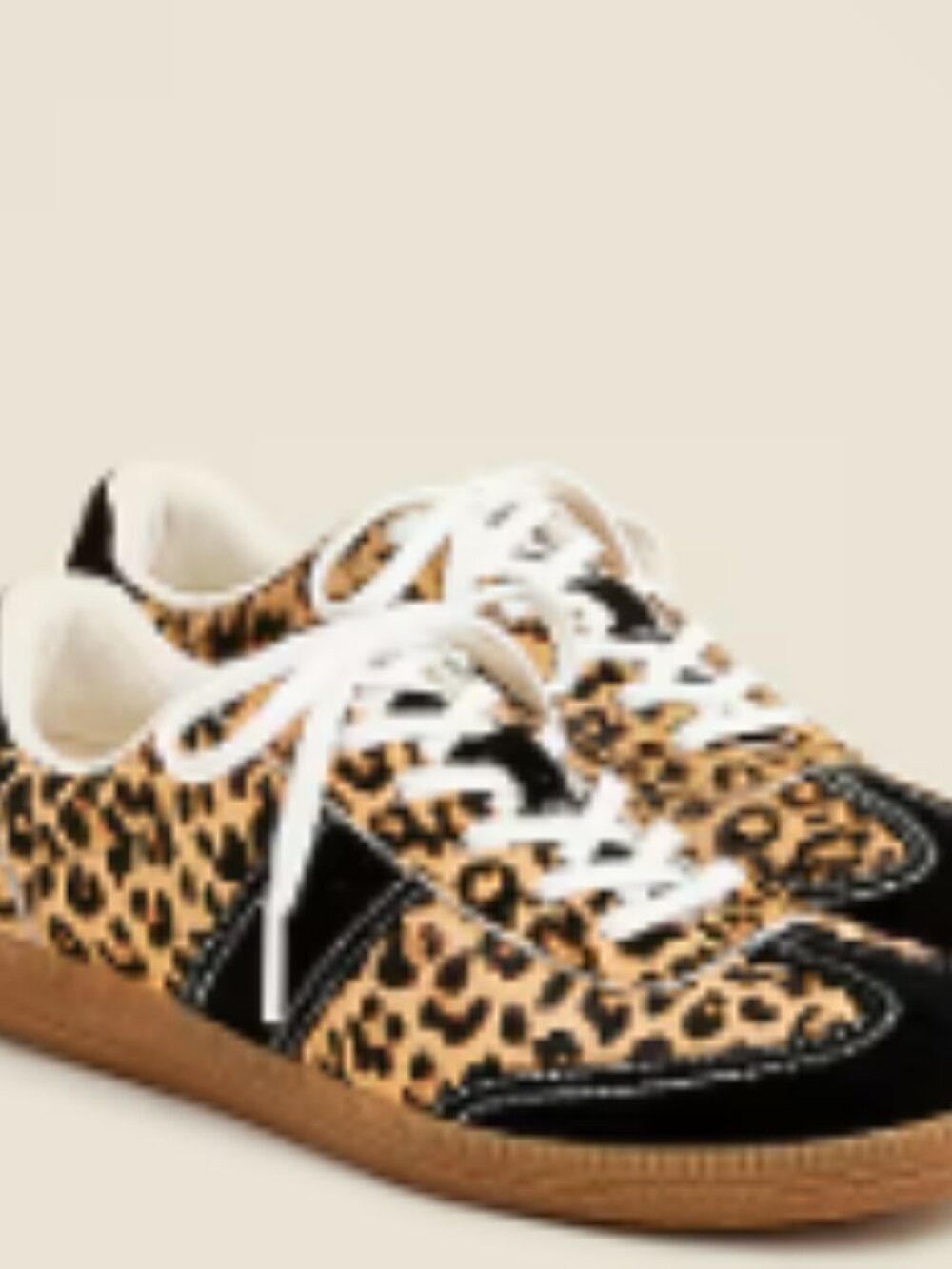 New w/out box.   J.Crew field sneakers in calf hair in brown leopard (size 8)